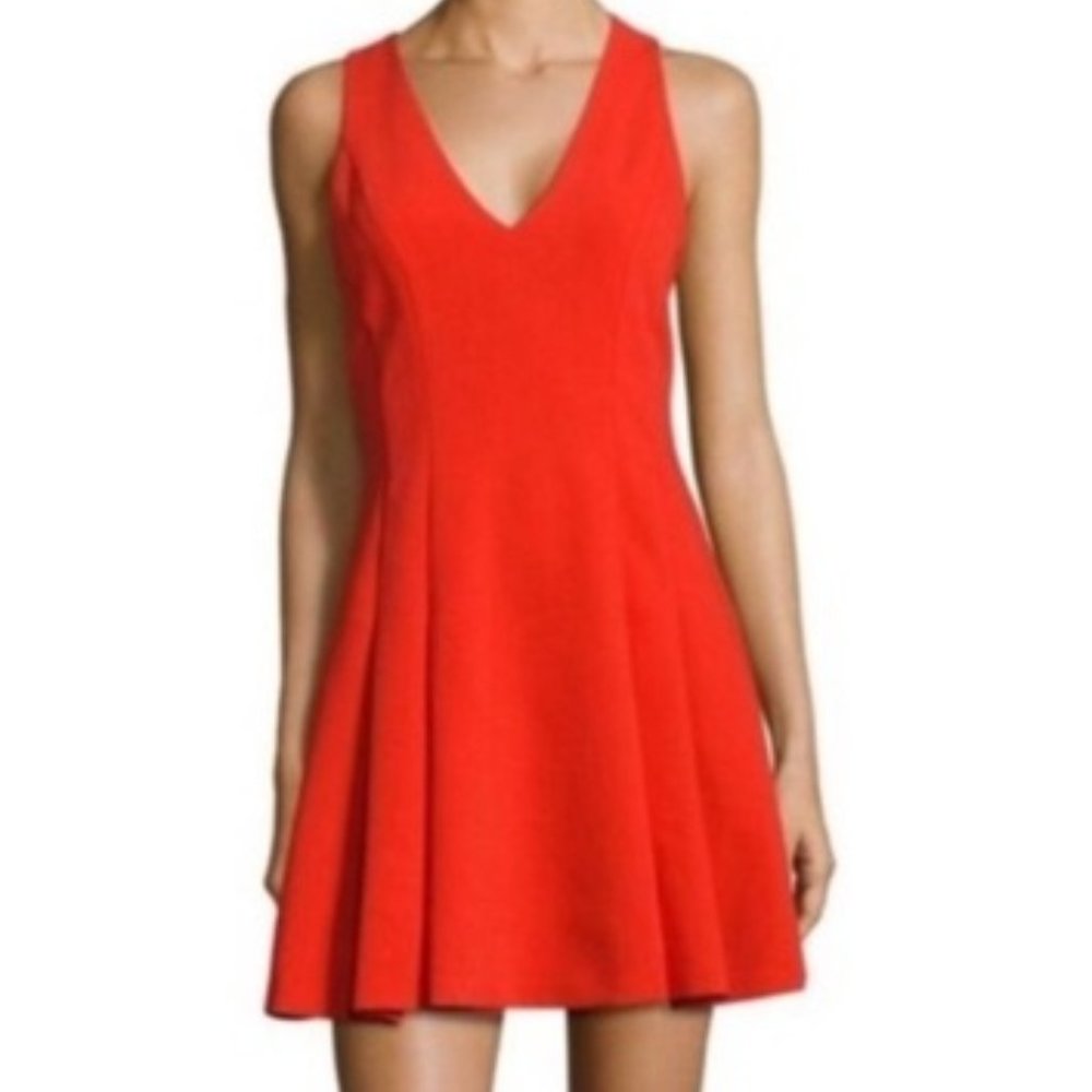 ALICE + OLIVIA Elva V-neck Fit & Flare Red Dress